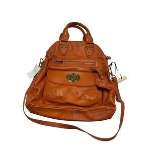 Emma Fox Orange Leather Fold Over Bag Bohemian Festival Hippie Floral Lining